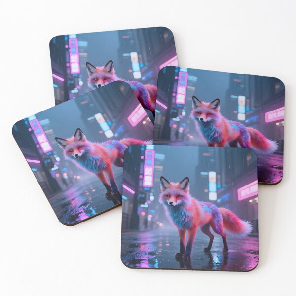 Item preview, Neon Fox – Cyberpunk Night Stalker designed and sold by GraphGUY.