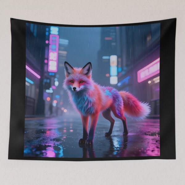 Item preview, Neon Fox – Cyberpunk Night Stalker designed and sold by GraphGUY.
