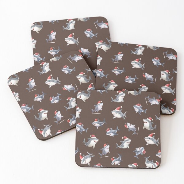 Item preview, Tossed Christmas Sharks on Dark Brown  designed and sold by KSimpson838.
