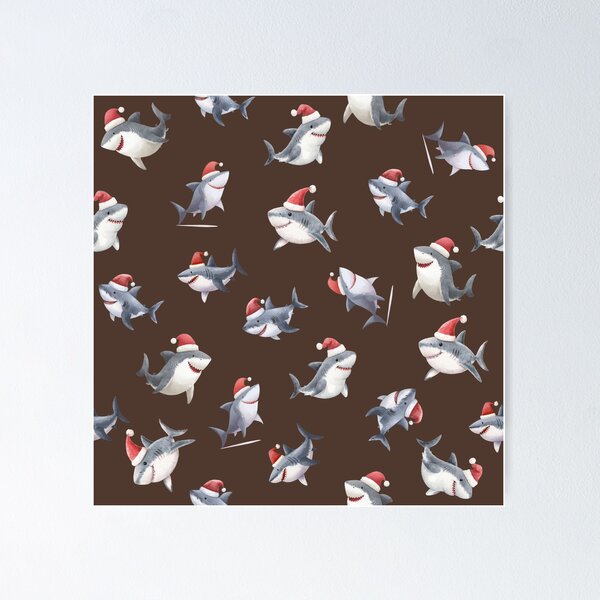 Item preview, Tossed Christmas Sharks on Dark Brown  designed and sold by KSimpson838.