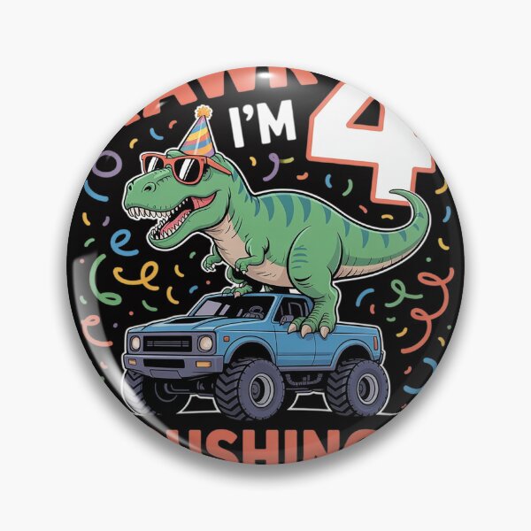 Item preview, 4th Birthday Monster Truck Dinosaur 4 Years Old Birthday Boy designed and sold by HermanTricia.