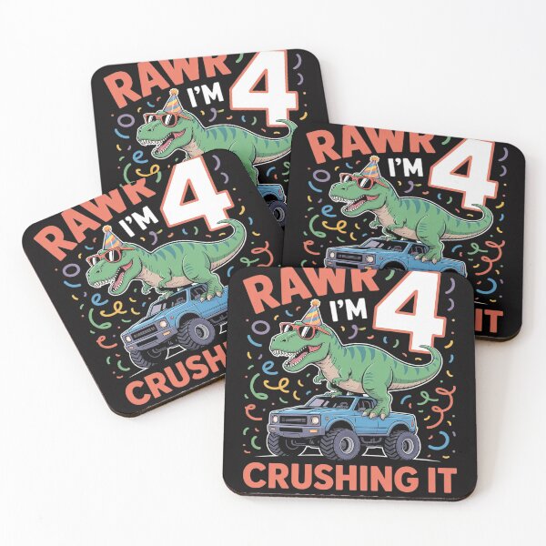 Item preview, 4th Birthday Monster Truck Dinosaur 4 Years Old Birthday Boy designed and sold by HermanTricia.