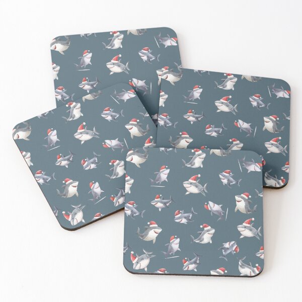 Item preview, Tossed Christmas Sharks on Gray-Blue designed and sold by KSimpson838.