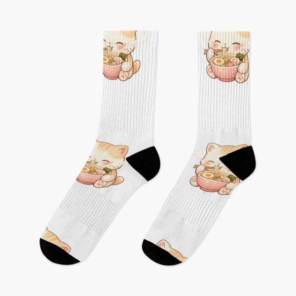 Item preview, Cat eating ramen noodles Kawaii Style designed and sold by chrysaioann.