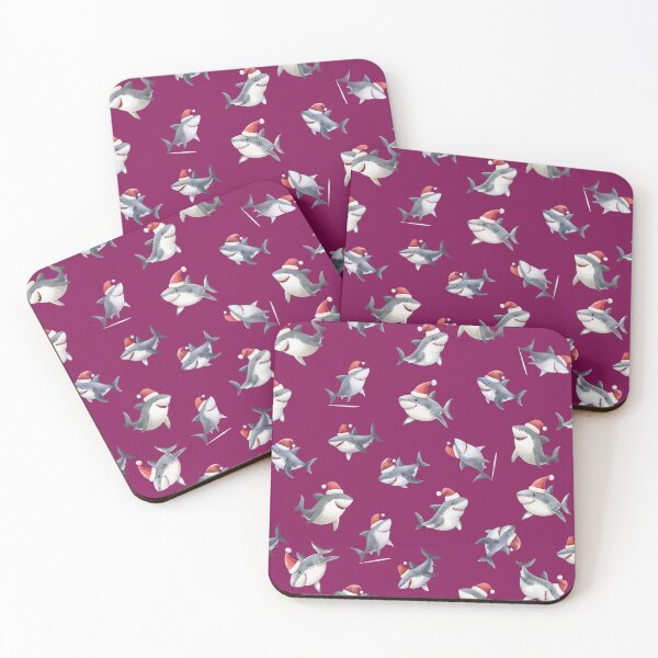 Item preview, Tossed Christmas Sharks on Dark Pink  designed and sold by KSimpson838.