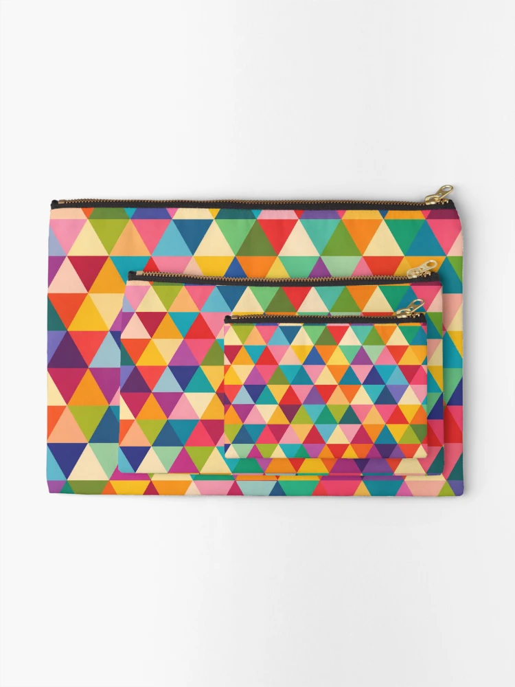Thumbnail 2 of 4, Zipper Pouch, Geometric Triangle Pattern – Colorful Modern Abstract Design designed and sold by DrizzyV.