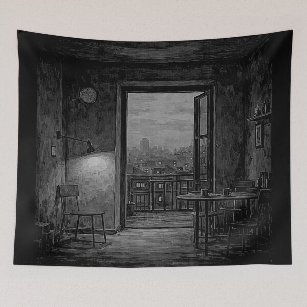 Item preview, Urban Serenity Through the Window black and white designed and sold by Helios Be. Lavsh.