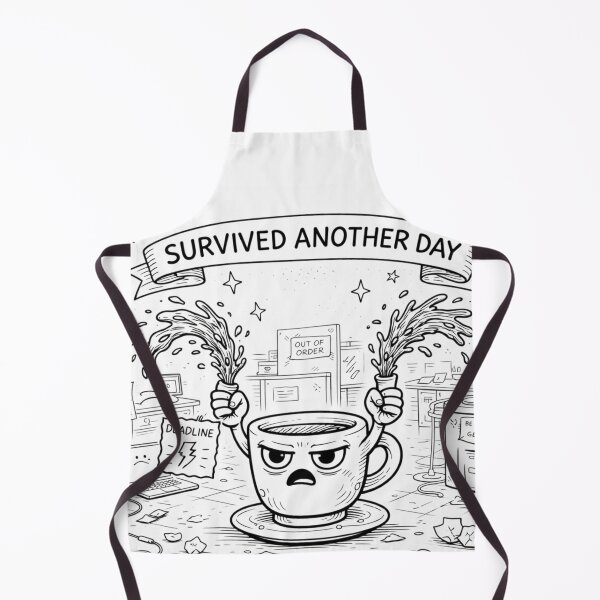 Item preview, Survived Another Day – Angry Coffee Cup (Work Stress Meme) designed and sold by ComedyInkFactor.