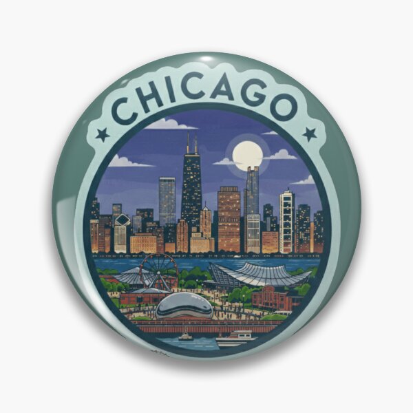 Item preview, Chicago Skyline Vintage Badge Illustration designed and sold by Pixel & Beyond.