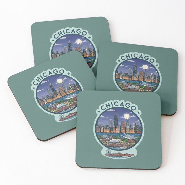 Item preview, Chicago Skyline Vintage Badge Illustration designed and sold by Pixel & Beyond.