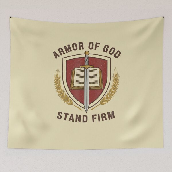Item preview, Armor of God Christian Faith Warrior Strength Illustration Stand Firm designed and sold by TrackinDaTrends.