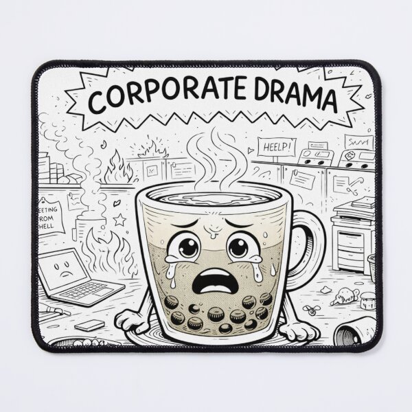 Item preview, Corporate Drama – Crying Coffee Cup (Office Chaos Meme) designed and sold by ComedyInkFactor.
