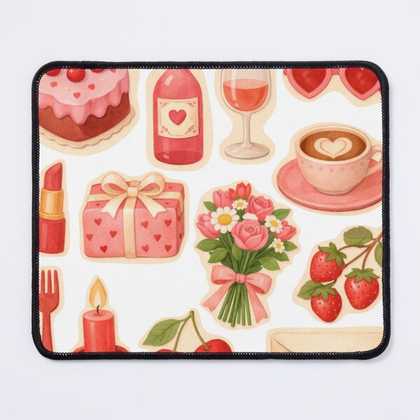 Item preview, Valentine’s Day stickers in pink, red, green and beige  designed and sold by MariaPencilArt.