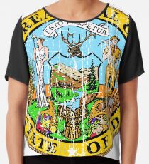 IDAHO STATE SEAL - POPULAR DISTRESSED STATE DESIGN WITH IDAHO STATE SEAL Chiffon Top