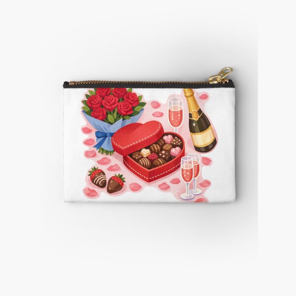 Item preview, Valentine’s Day romantic sticker with roses, champagne and chocolate  designed and sold by MariaPencilArt.