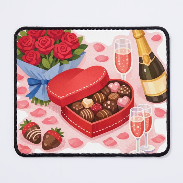 Item preview, Valentine’s Day romantic sticker with roses, champagne and chocolate  designed and sold by MariaPencilArt.
