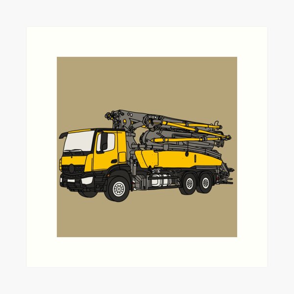 Item preview, Concrete Pump Truck Illustration, Construction Vehicle Art designed and sold by ElceMare.