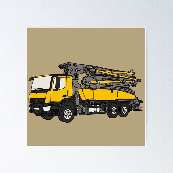 Item preview, Concrete Pump Truck Illustration, Construction Vehicle Art designed and sold by ElceMare.