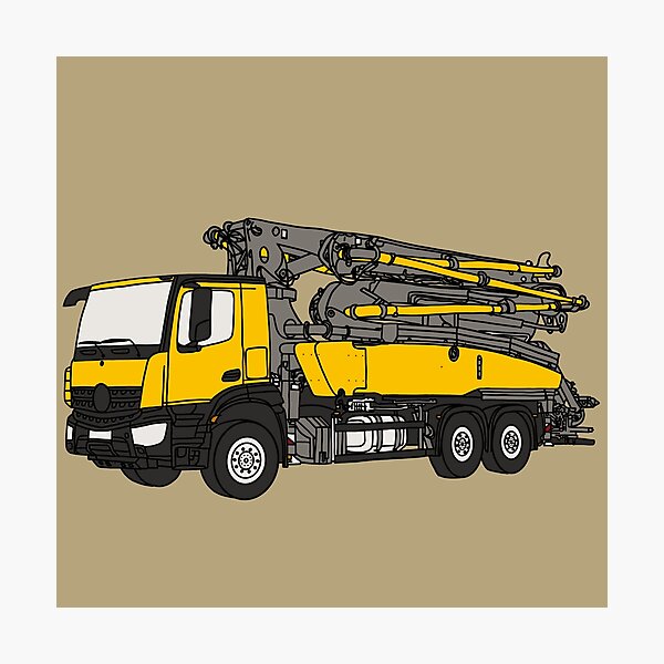 Item preview, Concrete Pump Truck Illustration, Construction Vehicle Art designed and sold by ElceMare.