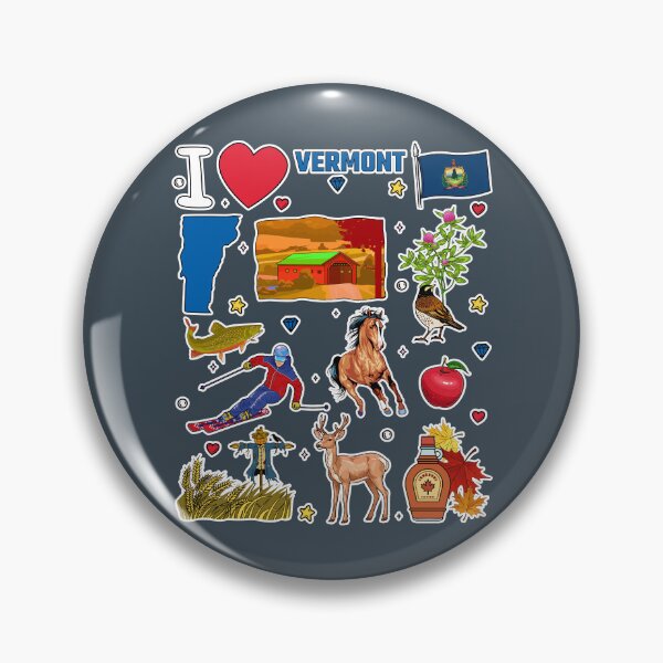 Artikelvorschau, Aufkleber-Collage: Stolz auf den Staat Vermont, ikonische Symbole und Wahrzeichen entworfen und verkauft von mashmosh.