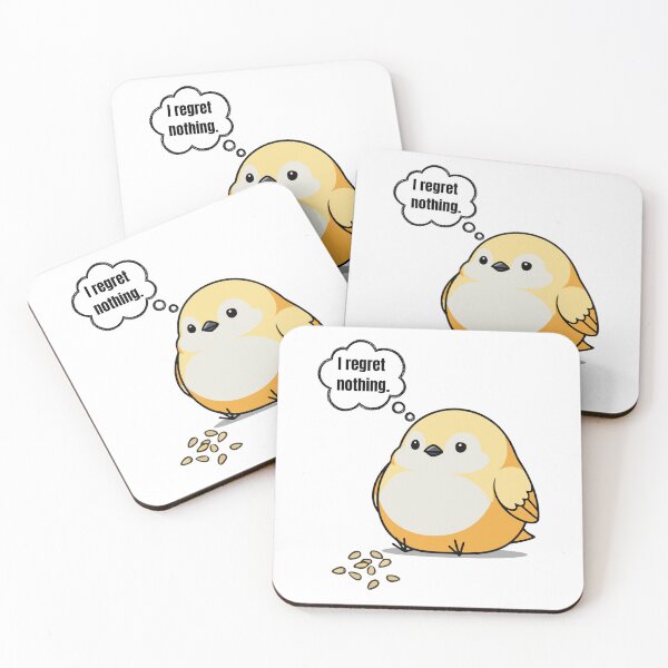 Item preview, I Regret Nothing Funny Chubby Bird Cartoon T-Shirt designed and sold by JustFunnyStuff.