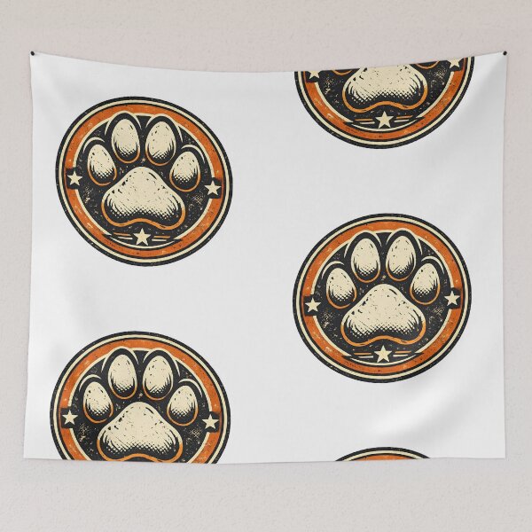 Item preview, Vintage Dog Paw – Retro Pet Love Logo designed and sold by Dax Studio.