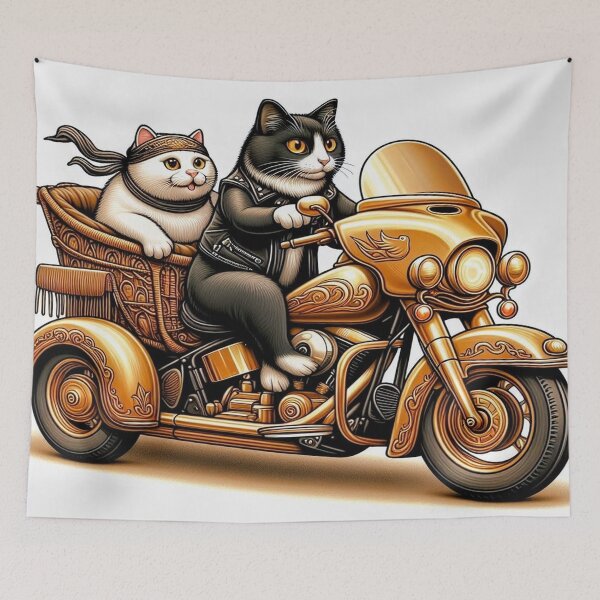Item preview, Two cats on a Harley: The coolest duo in town designed and sold by FotoworldEdel.