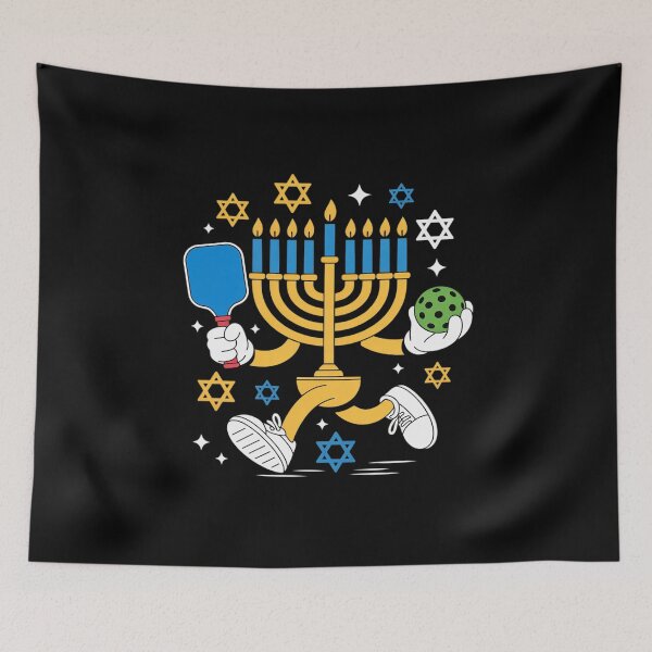 Item preview, Jewish Hanukkah Menorah Playing Pickleball Lovers Players designed and sold by KristieRamsey.