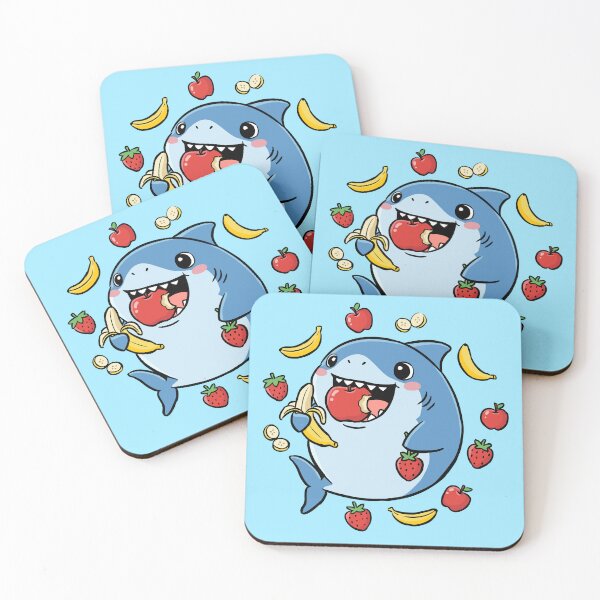 Item preview, Kawaii Vegetarian Shark Eating Fruits  designed and sold by MartynaKanik.