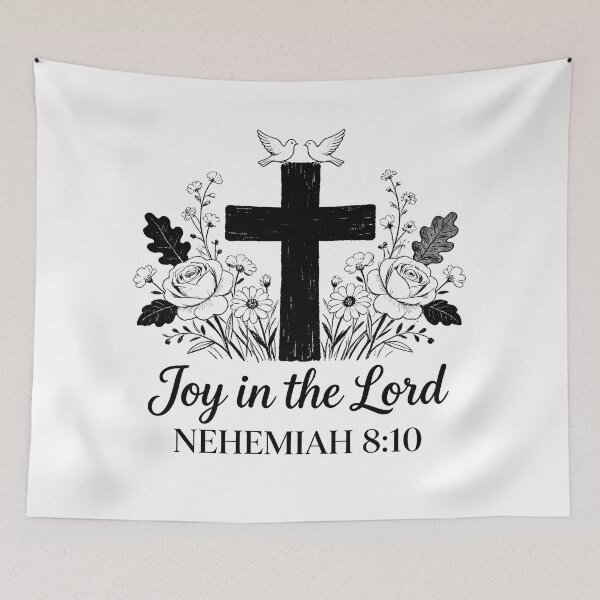 Item preview, Joy In The Lord Nehemiah 8:10 Cross Art designed and sold by truongloc246.