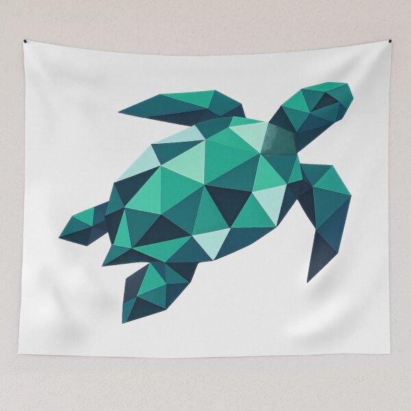 Item preview, Geometric Low Poly Sea Turtle Modern Polygon Emerald Wildlife designed and sold by zoughlal.