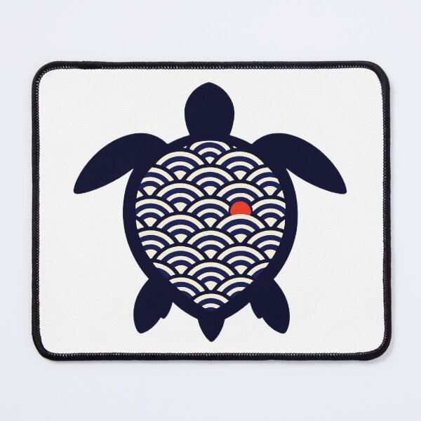 Item preview, Japanese Wave Pattern Sea Turtle Ukiyo-e Inspired Indigo Ocean Art designed and sold by zoughlal.