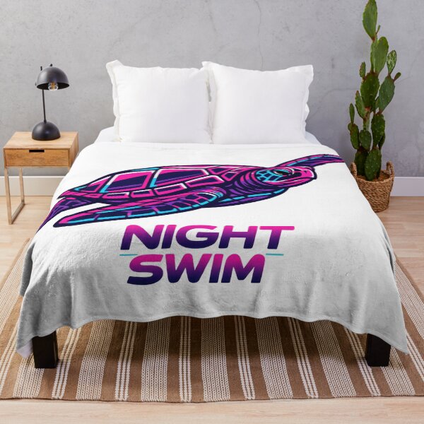 Item preview, Night Swim Synthwave Sea Turtle Retro 80s Neon Cyber Ocean designed and sold by zoughlal.