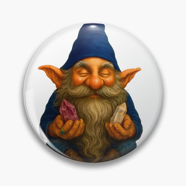 Item preview, Crystal Zen Gnome – Meditating Tomte with Amethyst & Quartz Energy Fantasy Art designed and sold by WilderRoads.