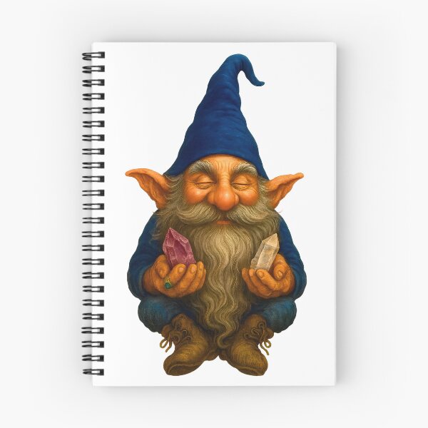 Item preview, Crystal Zen Gnome – Meditating Tomte with Amethyst & Quartz Energy Fantasy Art designed and sold by WilderRoads.