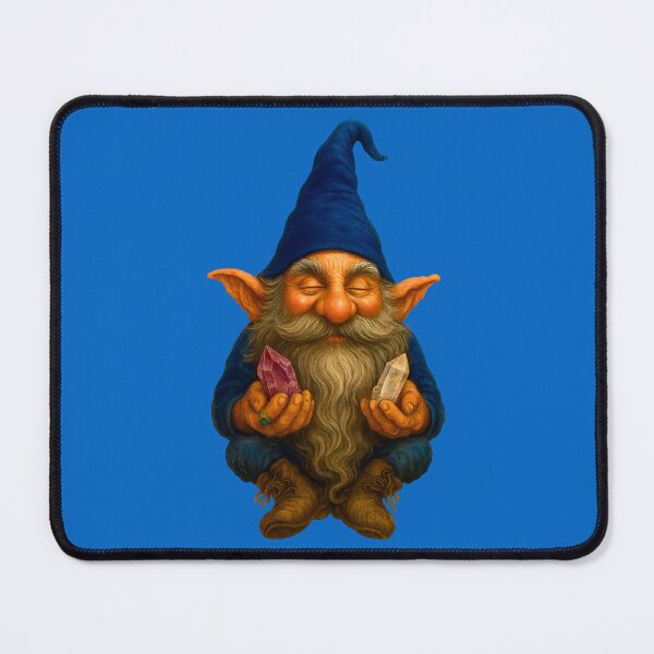 Item preview, Crystal Zen Gnome – Meditating Tomte with Amethyst & Quartz Energy Fantasy Art designed and sold by WilderRoads.
