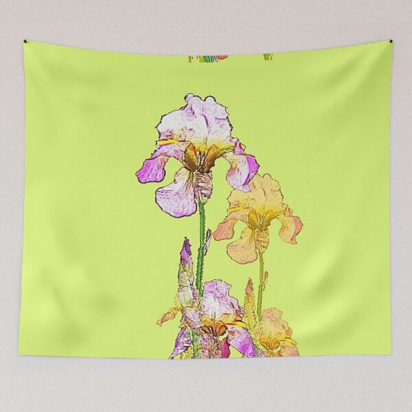 Item preview, PURPLE-WHITE IRIS ON YELLOW  designed and sold by sharlesart.