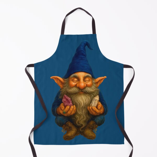 Item preview, Crystal Zen Gnome – Meditating Tomte with Amethyst & Quartz Energy Fantasy Art designed and sold by WilderRoads.