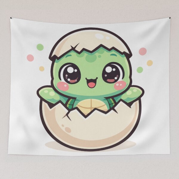 Item preview, Baby Sea Turtle Hatchling Chibi Egg Shell Kawaii Newborn Adorable designed and sold by zoughlal.