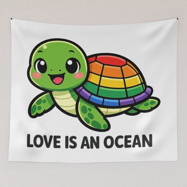 Item preview, Love Is An Ocean Rainbow Pride Sea Turtle Inclusive Colorful designed and sold by zoughlal.