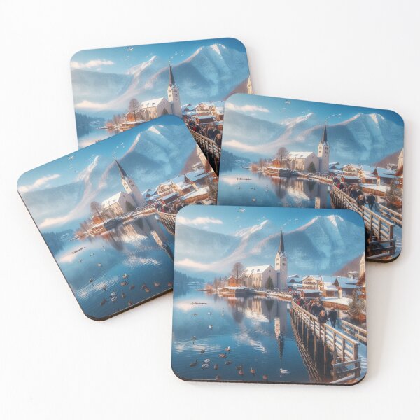 Item preview, Winter wonderland: Snow-covered peaks, crystal-clear lake and majestic church under a radiant sun designed and sold by FotoworldEdel.