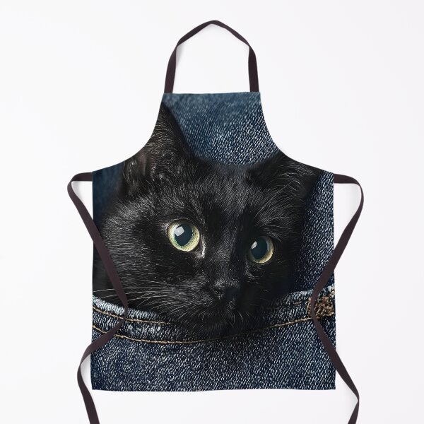 Item preview, Adorable black cat peering out of a denim pocket designed and sold by dcrc.