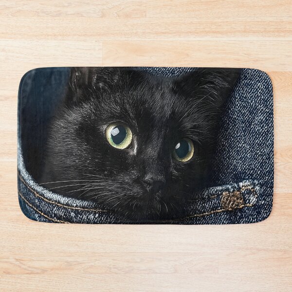 Item preview, Adorable black cat peering out of a denim pocket designed and sold by dcrc.