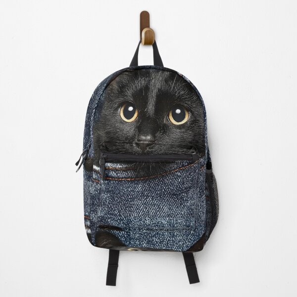Item preview, Adorable black cat peering out of a denim pocket designed and sold by dcrc.