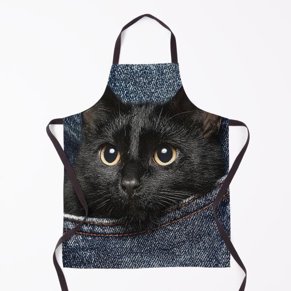 Item preview, Adorable black cat peering out of a denim pocket designed and sold by dcrc.