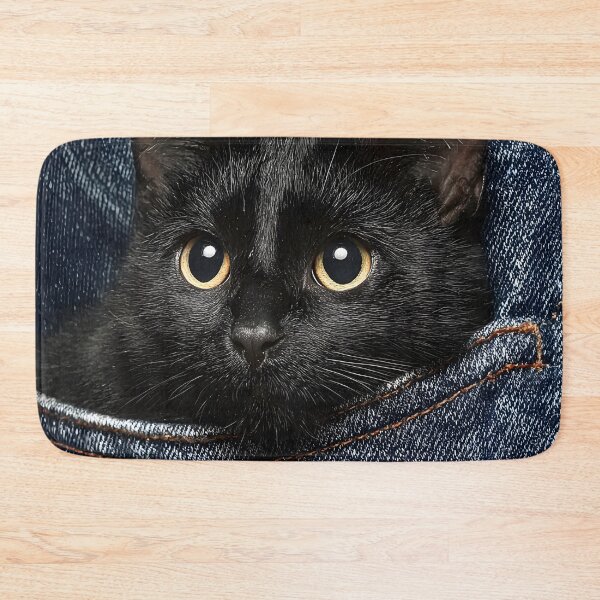 Item preview, Adorable black cat peering out of a denim pocket designed and sold by dcrc.