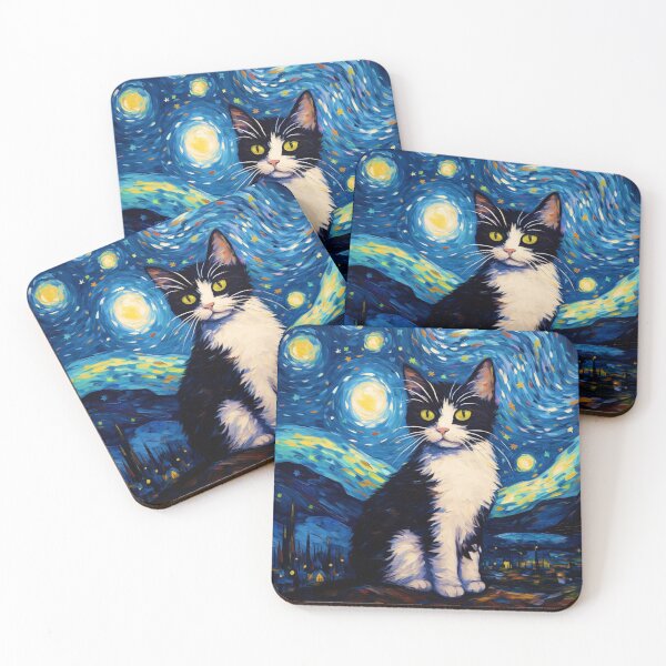 Item preview, Tuxedo Cat Starry Night designed and sold by Myra365Art.