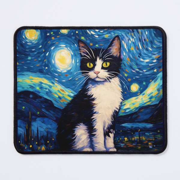 Item preview, Tuxedo Cat Starry Night designed and sold by Myra365Art.