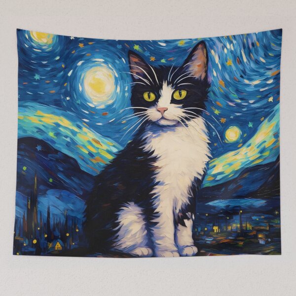 Item preview, Tuxedo Cat Starry Night designed and sold by Myra365Art.