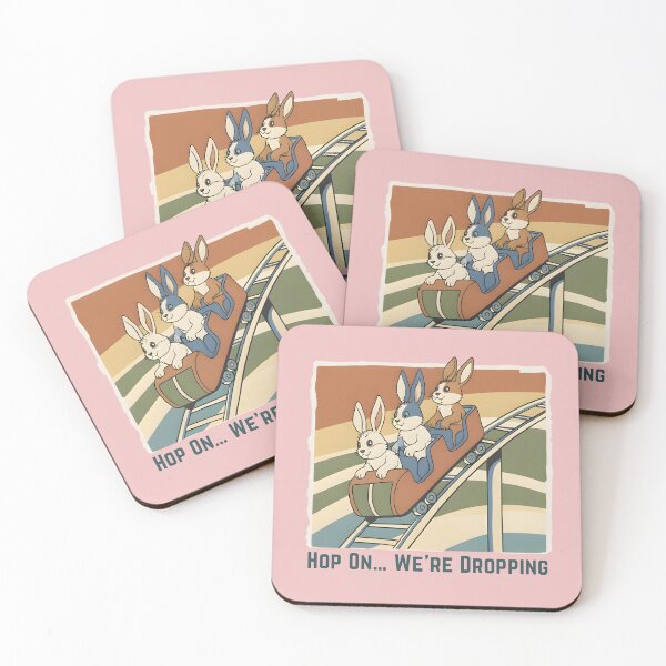 Item preview, Hop On We’re Dropping – Funny Roller Coaster Bunny Retro  designed and sold by Coaster Culture Industries.